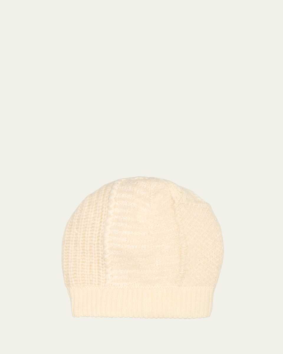 Textured Patchwork Cable Wool Cashmere Hat